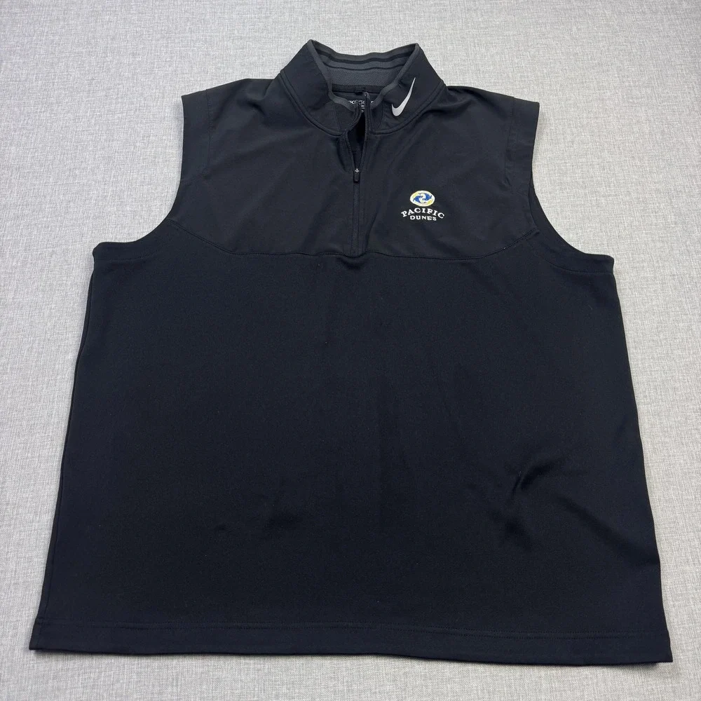 Nike Golf Tour Performance 1/4 Zip Vest Sleeveless Pullover Men XL Black Dri-FIT